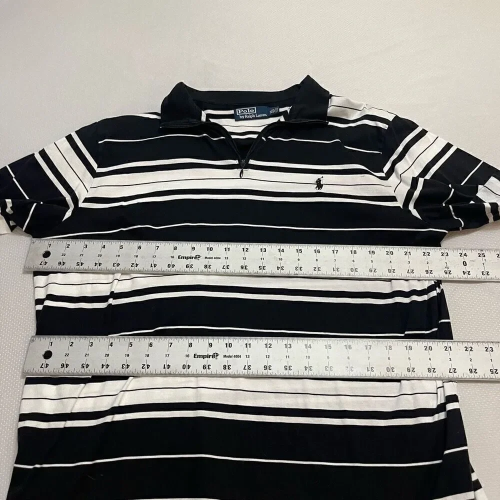 Polo By Ralph Lauren Black White Stripe VTG Polo Shirt Size XL
